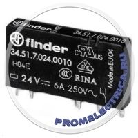 345170240010 Ультратонкие реле для печатного монтажа Finder, 6А, 24VDC