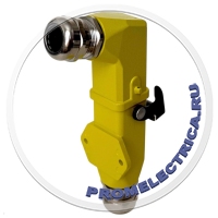 РСГ-4-10-БН-КУ-МГМ20 Разъем прямоугольный 3+1 pin, блочный накладной, кабельный угловой кожух, сальник мет., M20, 10 Ампер, 500 Вольт.