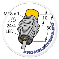 NI10-G18K-AP6X Индуктивный датчик М18, 10мм, PNP NO, 10-30VDC, 500гц, кабель 2м