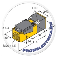 13400 BI15-CP40-FZ3X2 Индуктивный датчик 114x40x40 мм., дист. 15 мм., двухпроводный NO/NC, 20...250 V AC/DC