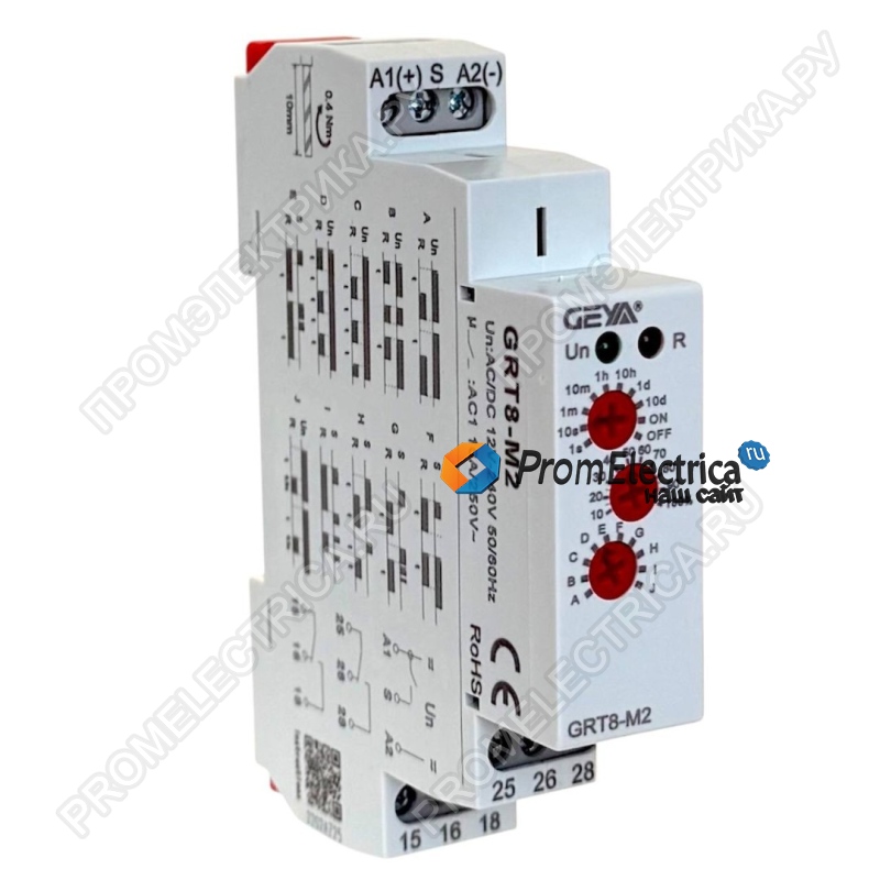 GRT8-M2 Многофункциональное реле времени, 12-240ACDC, 10 временных диапазонов.