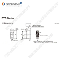 BYD30-DDT Фото датчик диффузионный, NPN, NO, 10 ~ 30 мм, 12-24VDC