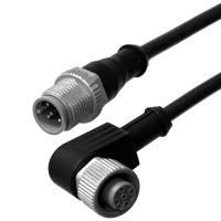 C4D4-2 Кабель 2 м с двумя разъёмами, М12, прямой и угловой, штекерно-гнездовой, постоянный ток - C4D