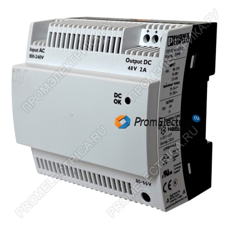 2868680 STEP-PS/ 1AC/48DC/2 -Источники питания Источник питания STEP POWER с регулированием в первичной цепи, для установки на несущую рейку, вход: 1-фазны PH