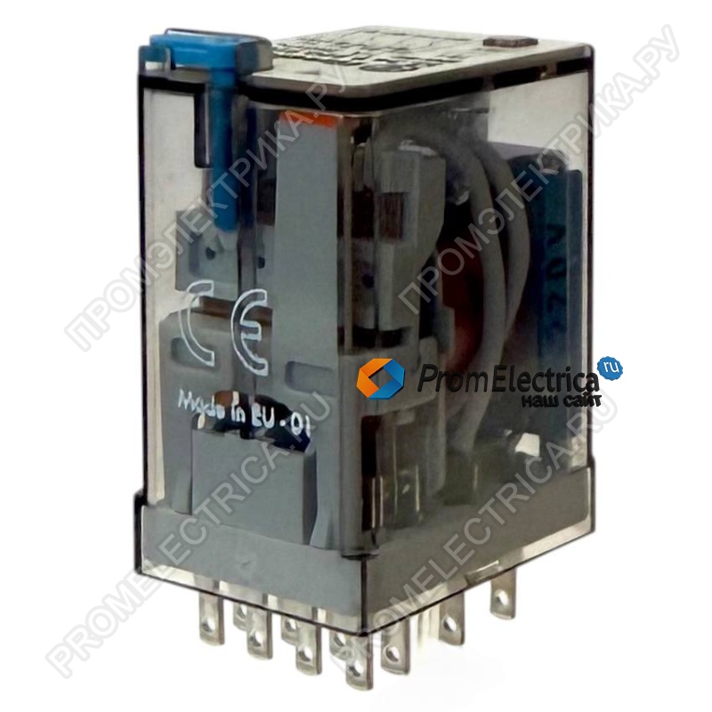 553492209202 Промежуточное реле; 4 перекидных контакта 7А (= 220В DC), AgNi, Finder