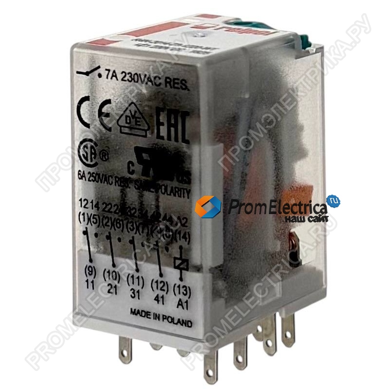 R4N-2014-23-1220-WT Реле: электромагнитное; 4PDT; Uобмотки:220V DC; 6A/250V AC; 0,9Вт, Relpol