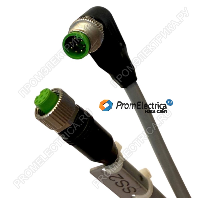 7221-48061-2940500 Murr, безгалогеновый кабель, 80 С, 300V, серый, M12, 8PIN, штекер угловой, гнездо прямое, 5 метров