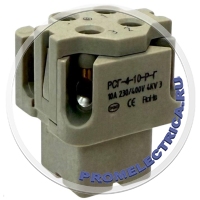 РСГ-4-10-Р-Г Разъем / вставка / мама / гнездо, 4 Pin, присоединение винтовое, 10 Ампер, 500 Вольт.
