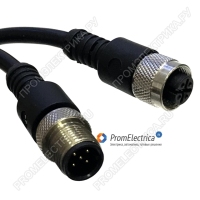 S-DMP-2M-B Прямой разъем M12, 5PIN, гнездо + штекер, кабель 2 метра, пластмасс