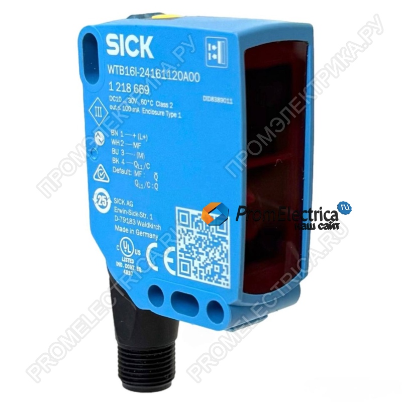 1218669 WTB16I-24161120A00 Диффуз. оптический датчик 20х55х42 мм, дист 10-1500 мм, PNP/NPN, IO-link, разъем М12