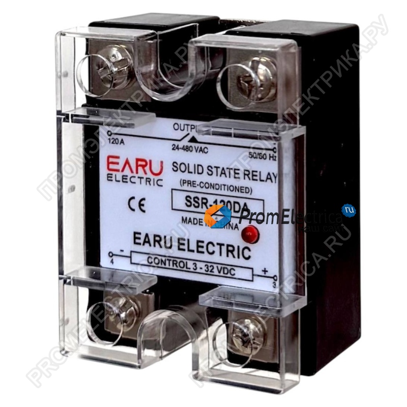 SSR-120DA Твердотельное реле 120А вх. упр. 3....32VDC (вкл/выкл реле), Uвых 24-380VAC