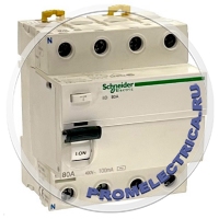 A9R12480 Дифференциальный выключатель нагрузки iID 4P 80A 100мА Schneider Electric