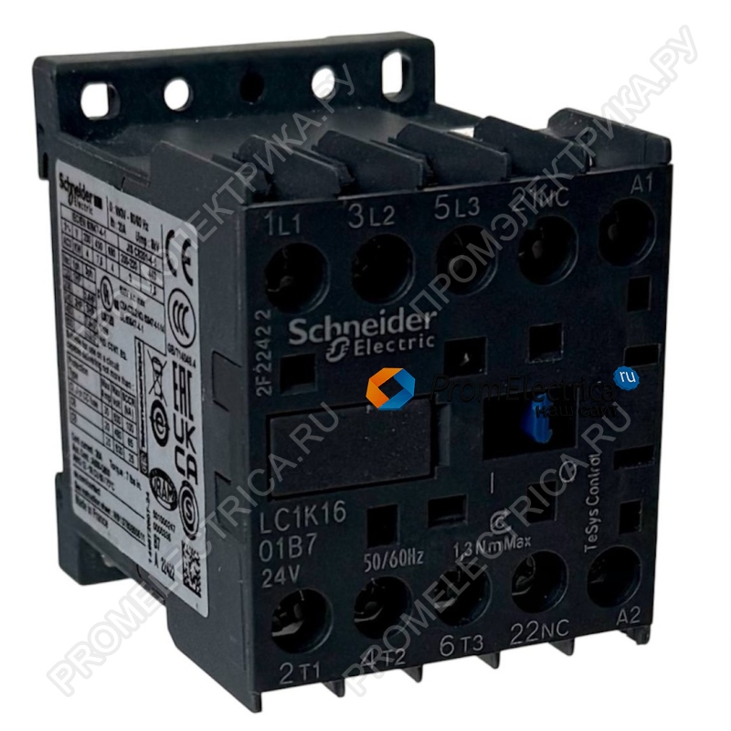 LC1K1601B7 КОНТАКТОР K 3P,16 А,НЗ,24V 50/60 ГЦ,ЗАЖИМ ПОД ВИНТ