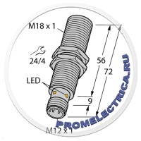 1644735 Индуктивный датчик TURCK BI8U-M18E-AP6X-H1141, M18, PNP NO, 10-30 DC, Sn=8mm