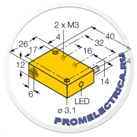 13102 Индуктивный датчик TURCK NI4-Q12-AZ31X, расстояние срабатывания, 4мм, NO, 10-30 DC