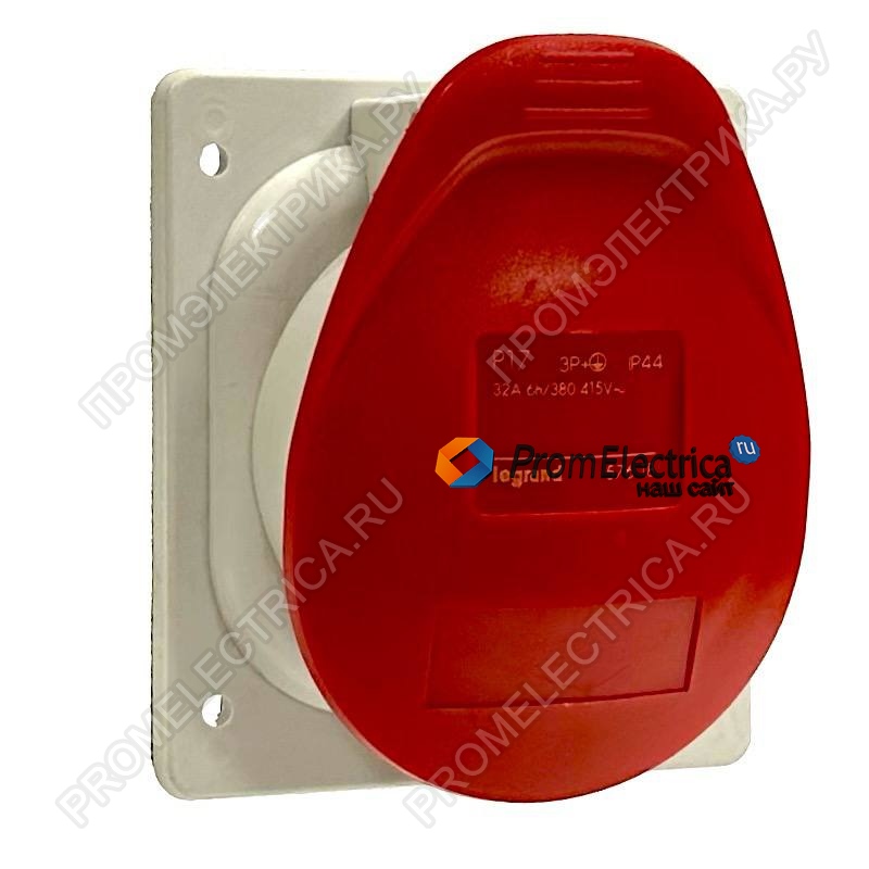 57618 Розетка стационарная накланная, Р17 3К+З 380/415В 32А IP44 Legrand