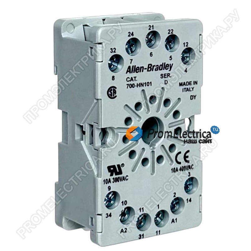 700-HN101 Гнездо реле, 11-контактное, защищенные винтовые клеммы, используется с реле 700-HA33 и 700-HR Allen Bradley