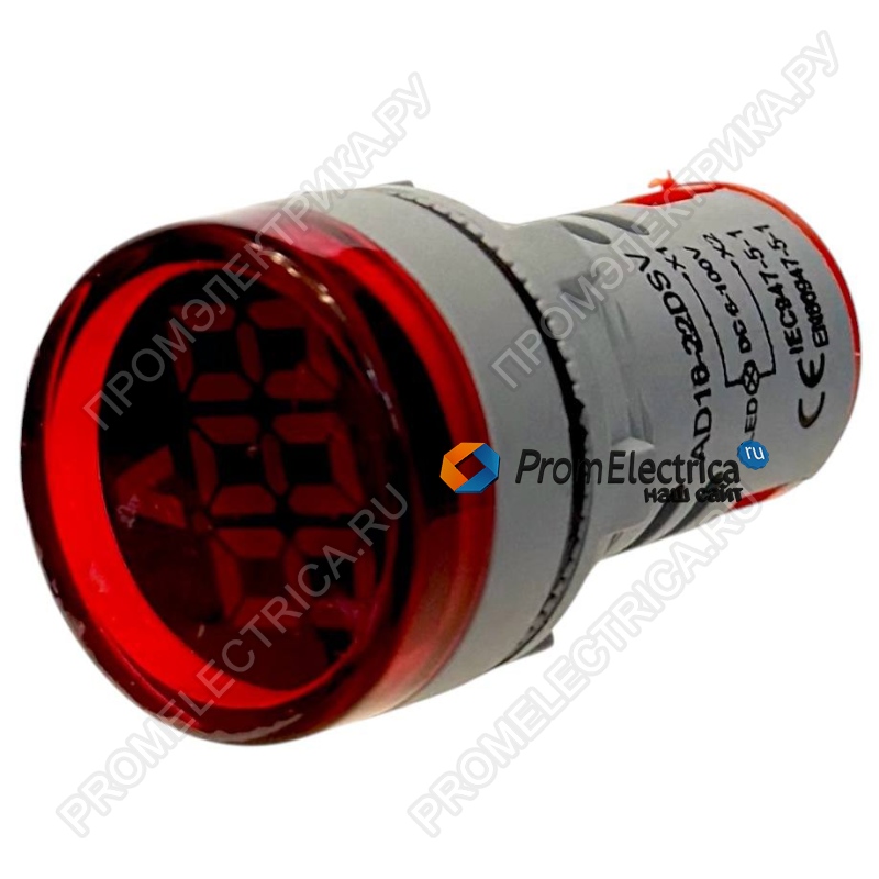 AD16-22DSV-R-1 AD16-22DSV-R Вольтметр цифровой миниатюрный красный, 22 мм, 6-100 DC Вольт