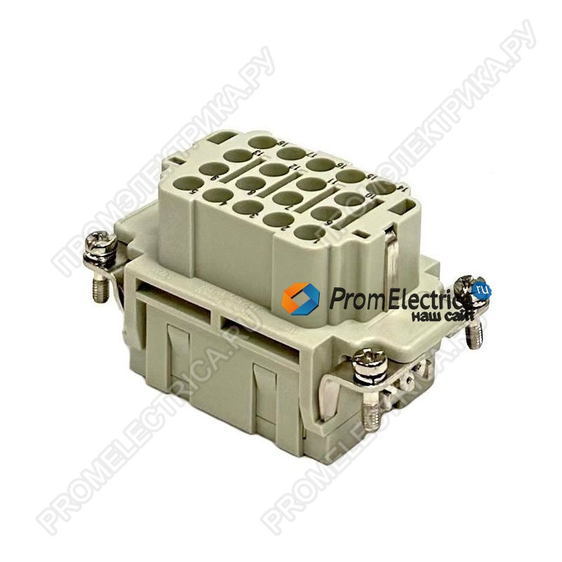 РСГЕ-18-16-Р-Г Разъем / вставка / мама / гнездо, 18 pin, 16 Ампер, 500 Вольт, размер 10B (контакты приобретаются отдельно)