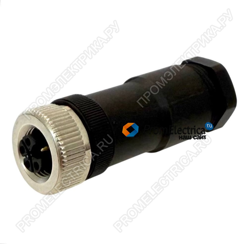 RK-DM-PG9-B Прямой разъем M12, 5PIN, K-code, гнездо мама, PG9, черного цвета