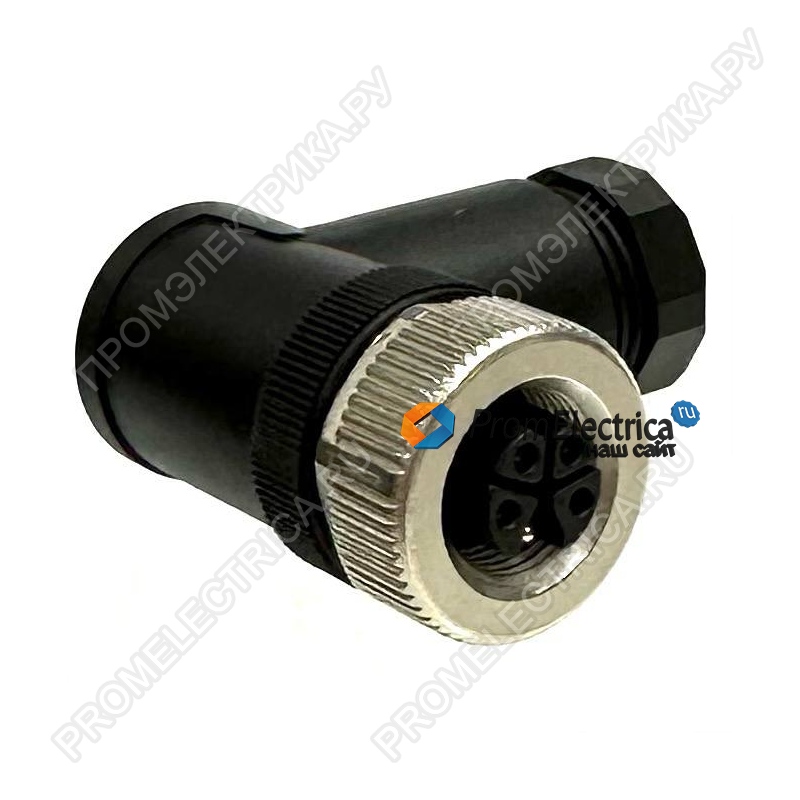 RK-CM-PG9-B Прямой разъем M12, 4PIN, K-code, гнездо мама, PG9, черного цвета
