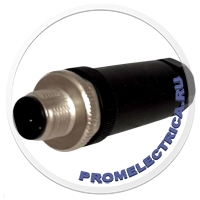 RK-AP-PG9-B Прямой разъем M12, 3PIN, K-code, штекер папа, PG9, черного цвета