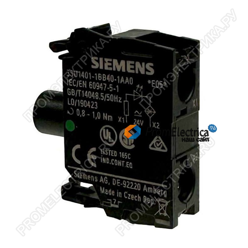 3SU1401-1BB40-1AA0 Элемент подсветки, 22мм, 3SU1.5, -25-70°C, LED, 24VDC