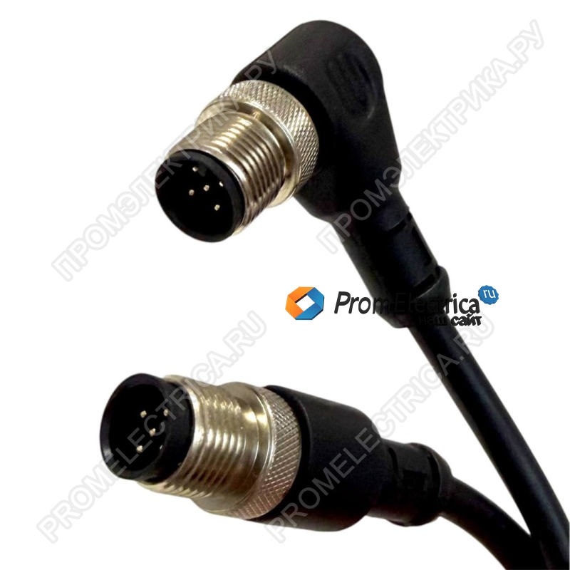 S-FPDP-5M-B Разъем прямой М12 папа5pin + угловой папа 5pin, кабель 5м
