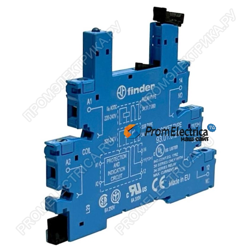 93010240 Розетка для ультратонких реле Finder 34 серии, 6А, 220VAC/DC