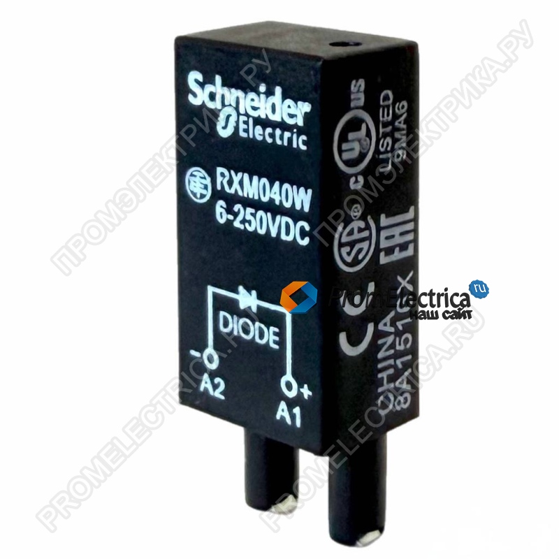 RXM040W диодный модуль, питание 6…250 Вольт, Schneider Electric