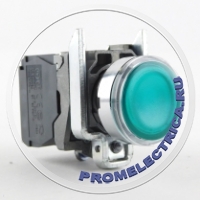 XB4BWZ Кнопка с подсветкой, влагостойкая, с возвратом, диаметр 22 мм, 24 Вольт, зеленая, Schneider Electric