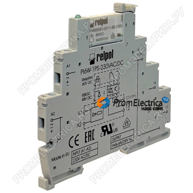 RELPOL PIR6W-1PS-230VAC/DC-R - Реле: интерфейсное SPDT Uобмотки:230ВDC Uобмотки:230ВAC 6А