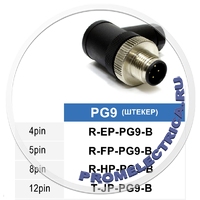 R-EP-PG9-B Угловой разъем M12, 4PIN, штекер папа, PG9, пластмасс