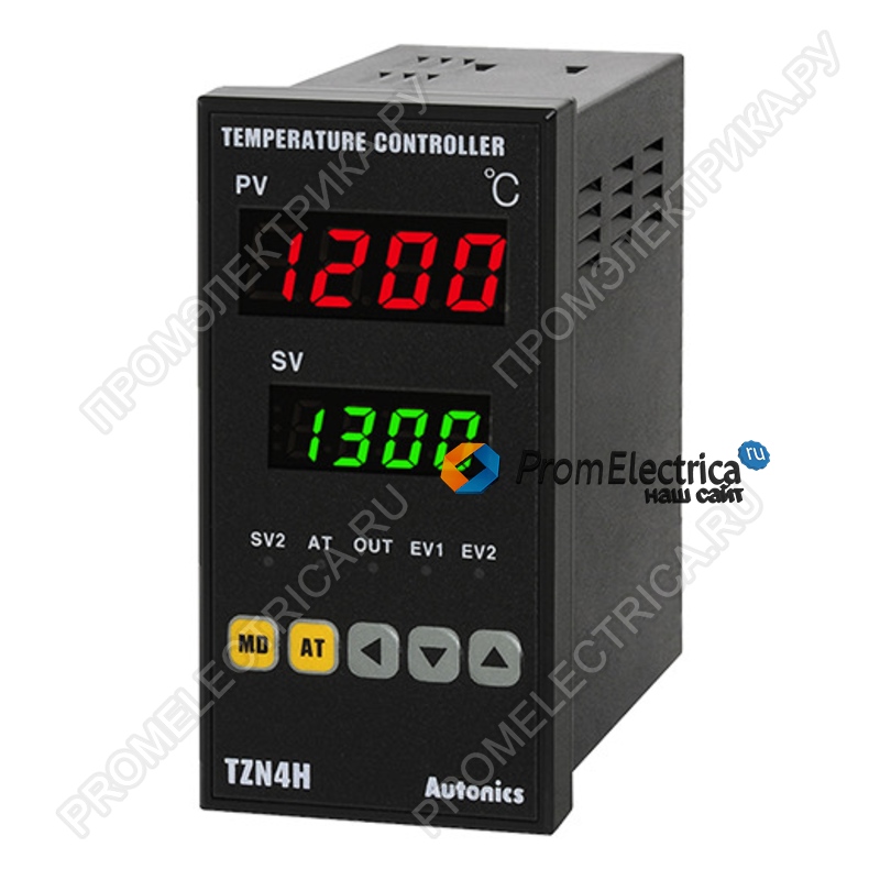 TZN4H-24S Температурный контроллер, 2 дисплея, 4 разряда, 48х96х100мм, 2 аварийных выхода, 100-240VAC