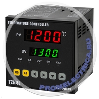 TZN4L-24C Температурный контроллер, 2 дисплея, 4 разряда, 96х96х100мм, 2 аварийных выхода, 100-240VAC