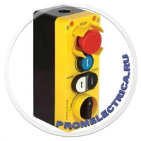 PA4401 Кнопочный пост для подъёмников, 4 кнопки,Аварийная остановка, Кнопка включения (стрелка), Двойная кнопка (Подпись стрелки), поворотный переключатель, желто-черный