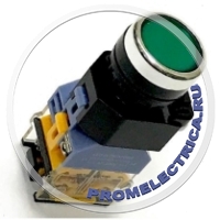GL-11DC-G-12AC/DC Кнопки 22 мм без фиксации,1NO+1NC 10A, зеленого цвета, с подсветкой 12В