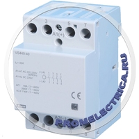 VS440 Монтажный контактор на DIN-рейку, 4 полюса, 24-230 Вольт, 40 Ампер, контакты NO и NC Elko