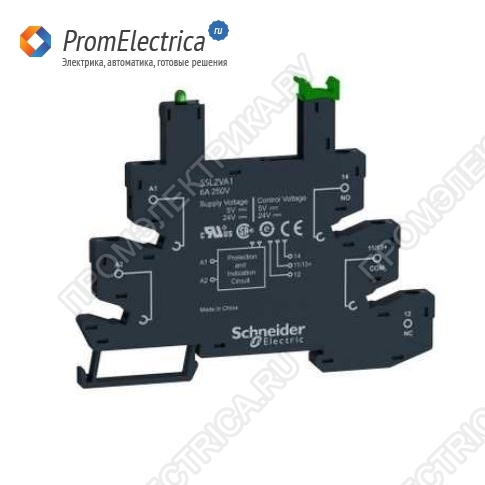 SSLZRA4 Розетка для реле со светодиодным индикатором, Пружинная клемма, 6 A, 230 V AC/DC Schneider Electric