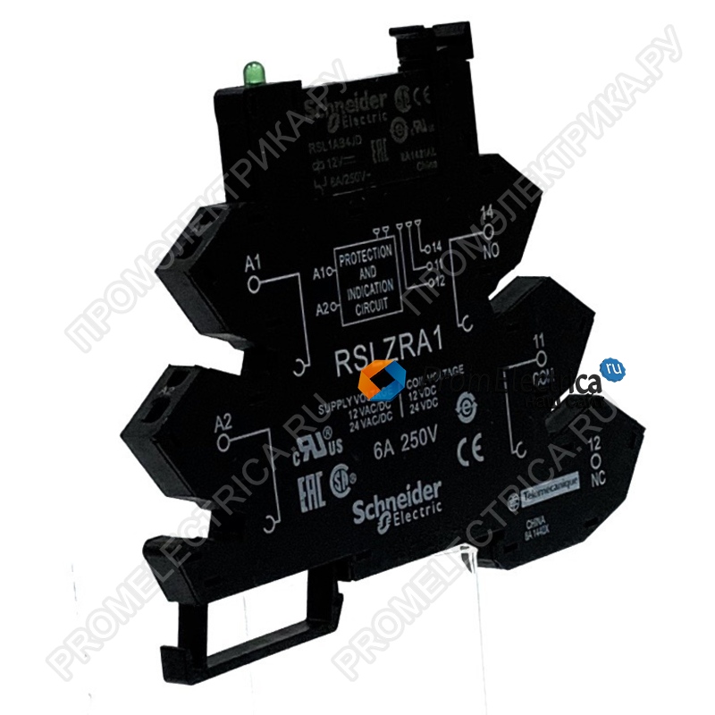 RSLZRA1 Розетка со светодиодным индикатором и цепью защиты, пружинная клемма, 12-24 V Schneider Electric
