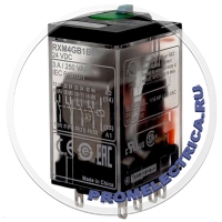 RXM4GB1BD Миниатюрные реле со слаботочными контактами без светодиода, 4 перекидных контакта, 3 A, 24 V DC, Schneider Electric