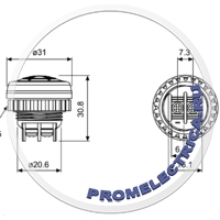 B2PB-B1D Зуммер с LED индикатором 90 дБ (10 см), монтаж отверстие 22 мм