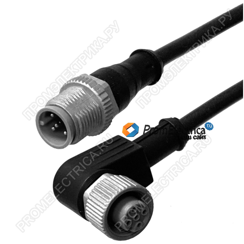 XZCR1512041C1 переходник, 1 М, М12, прямой штыревой, уговой гнездовой, 4 ПИН Schneider Electric